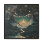 Celestial Fantasy Squared Framed Canvas | Cosmic Gothic Dreamy Wall Art | Medieval Starry Night Dorm room decor