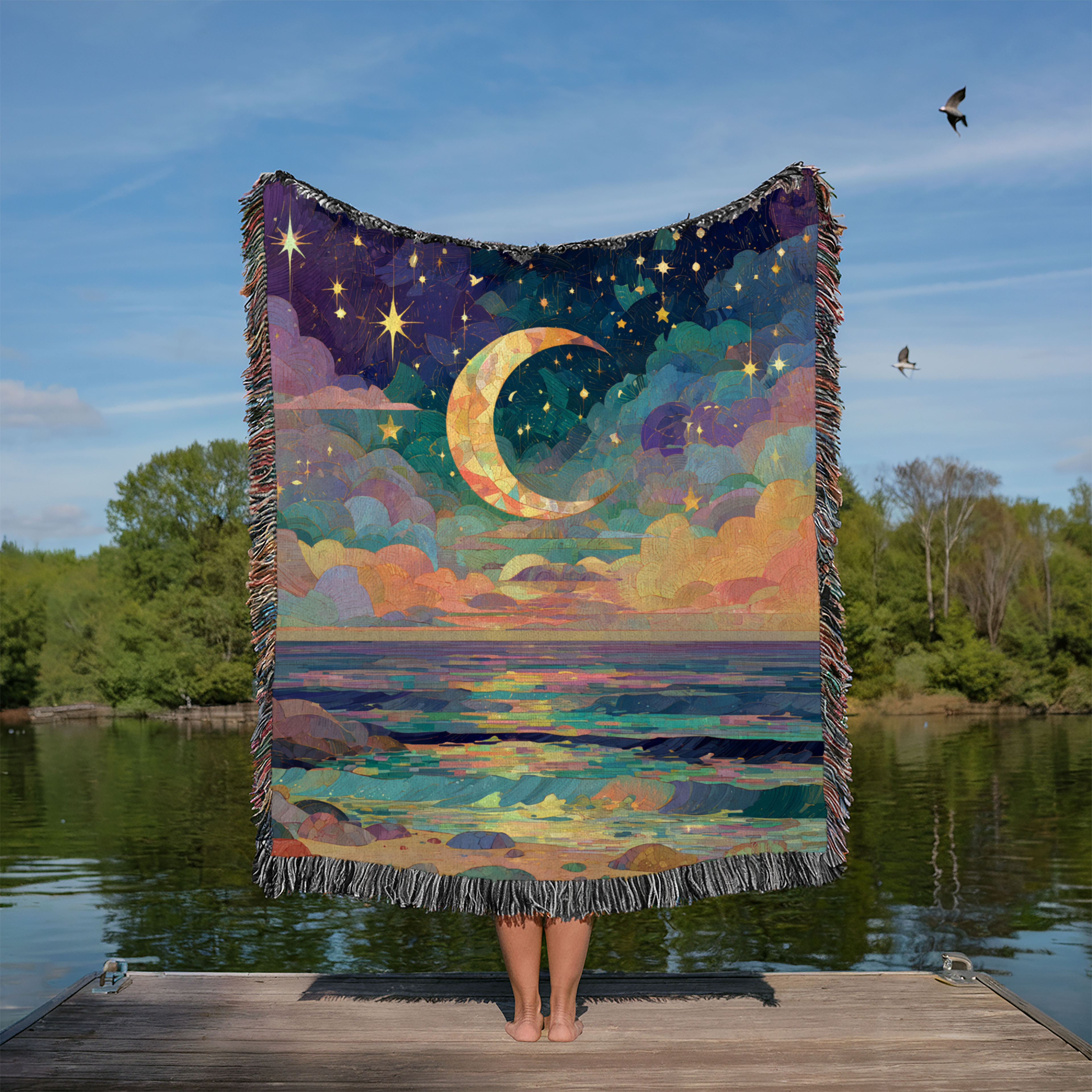 Abstract Celestial Moon and Stars