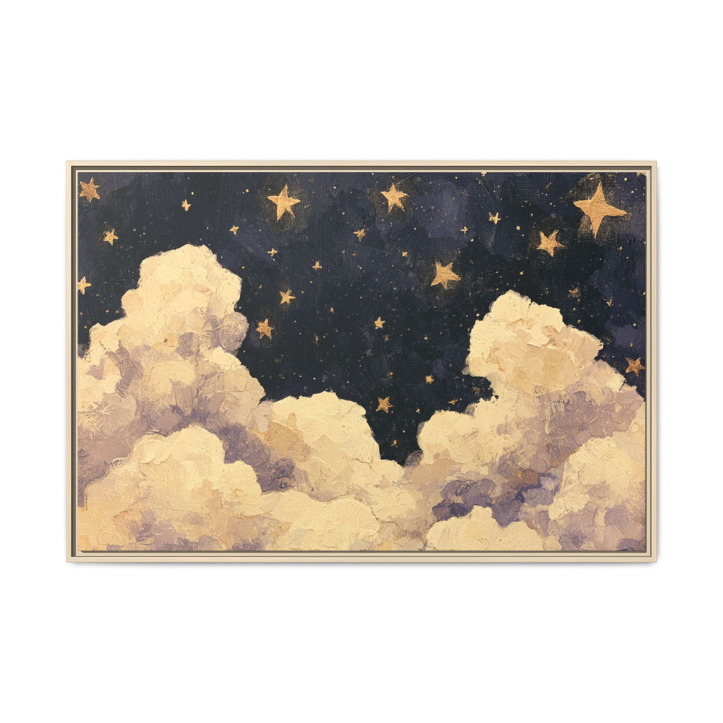 Blue Starry Night Clouds Painting