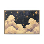 Blue Starry Night Clouds Painting
