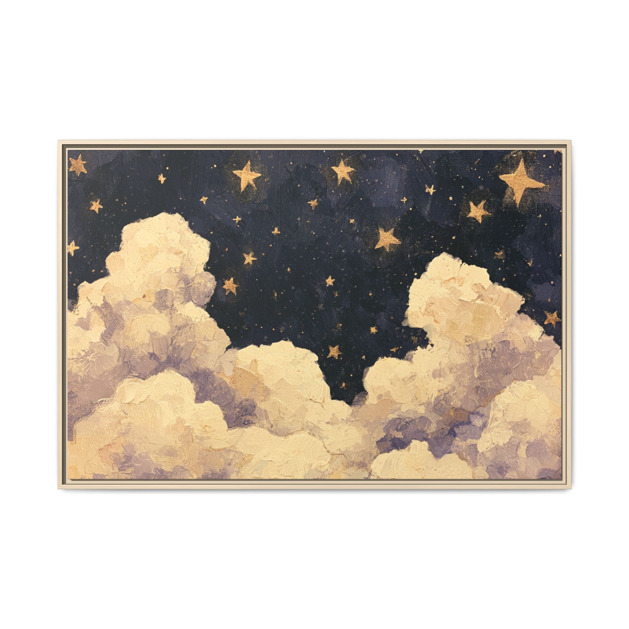 Blue Starry Night Clouds Painting
