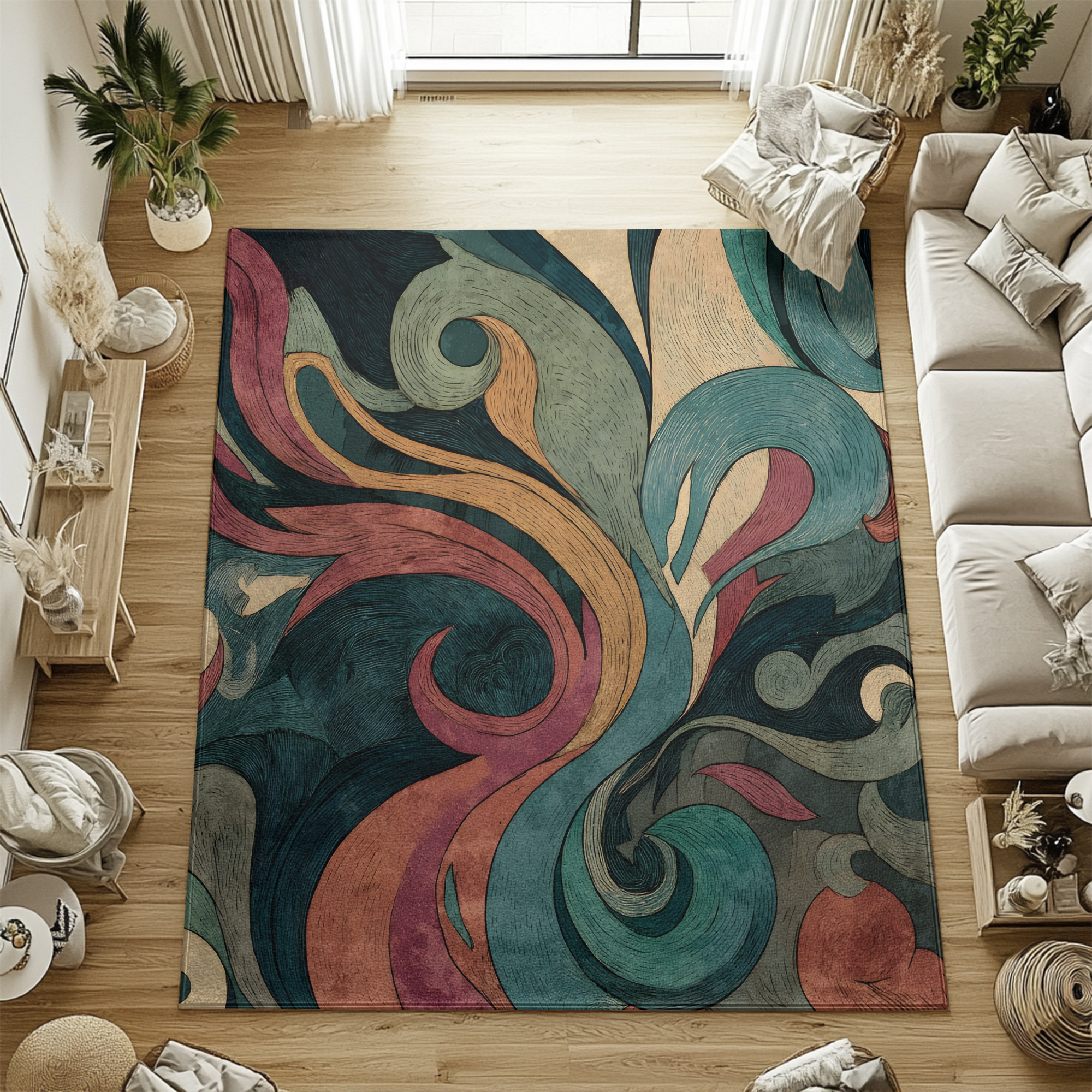 Abstract Multicolor Curved