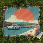 Retro Vintage Race Cars Woven Blanket - PoeticWovens