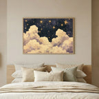 Blue Starry Night Clouds Painting