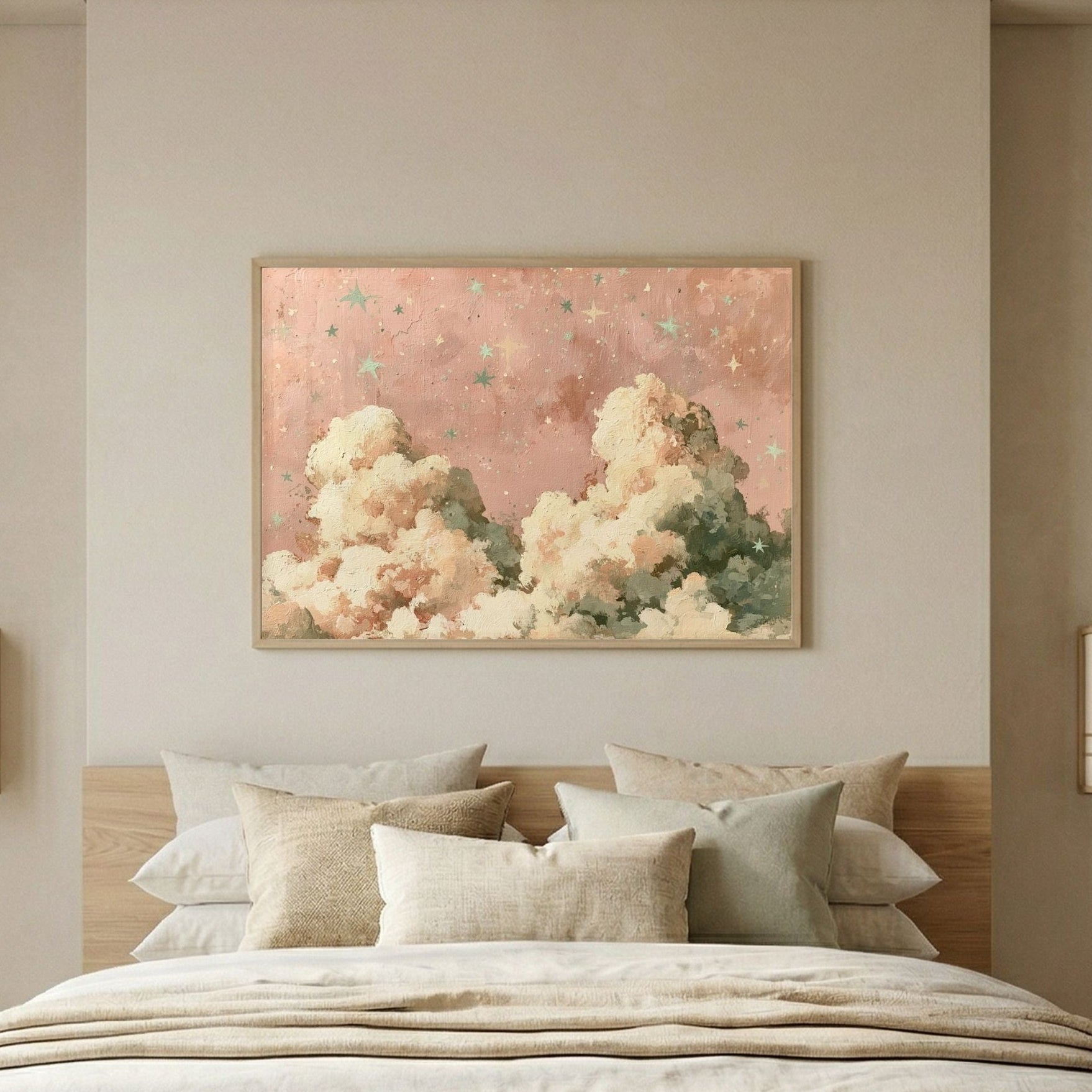 Pink Cloudy Starry Sky