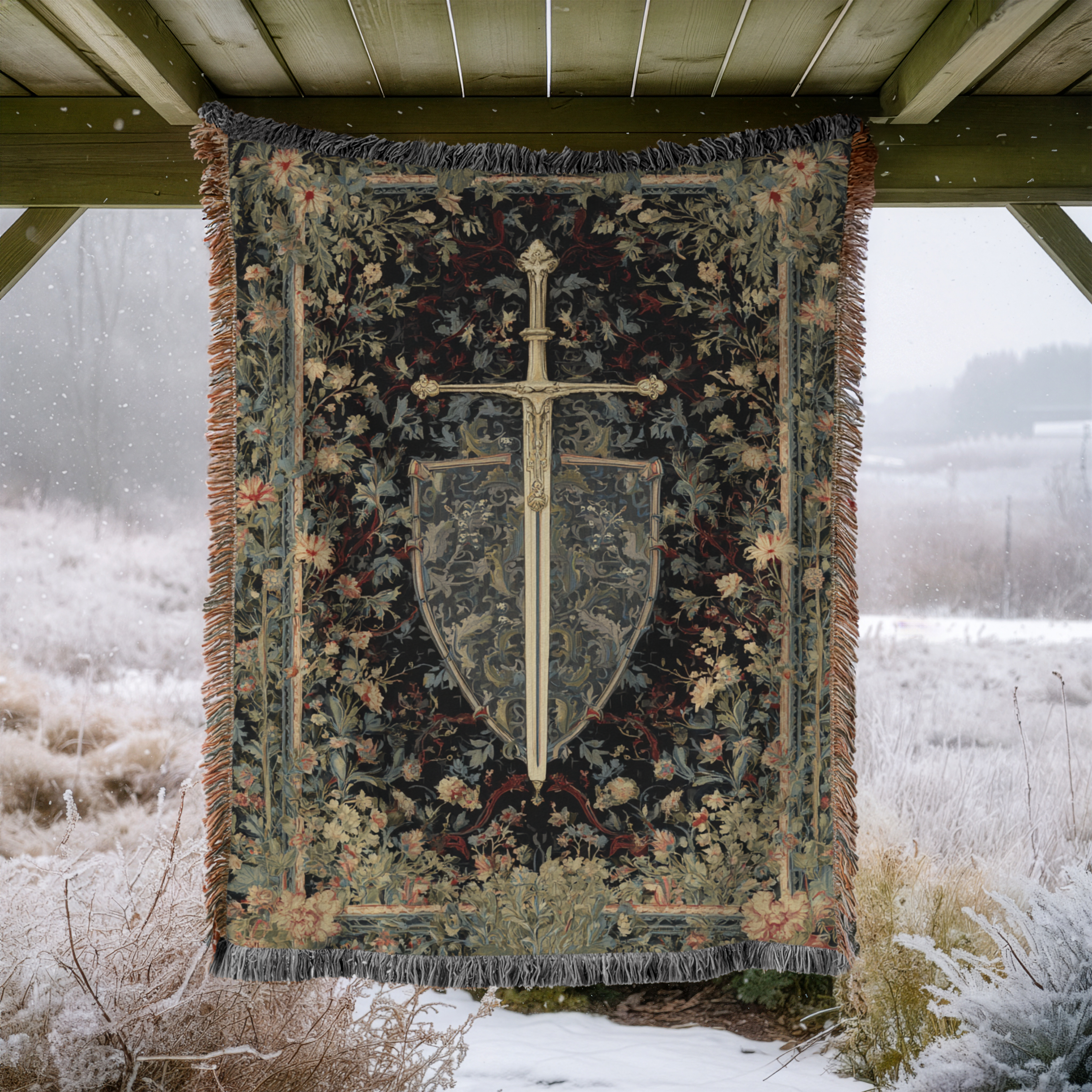 Medieval Sword Heraldic Throw