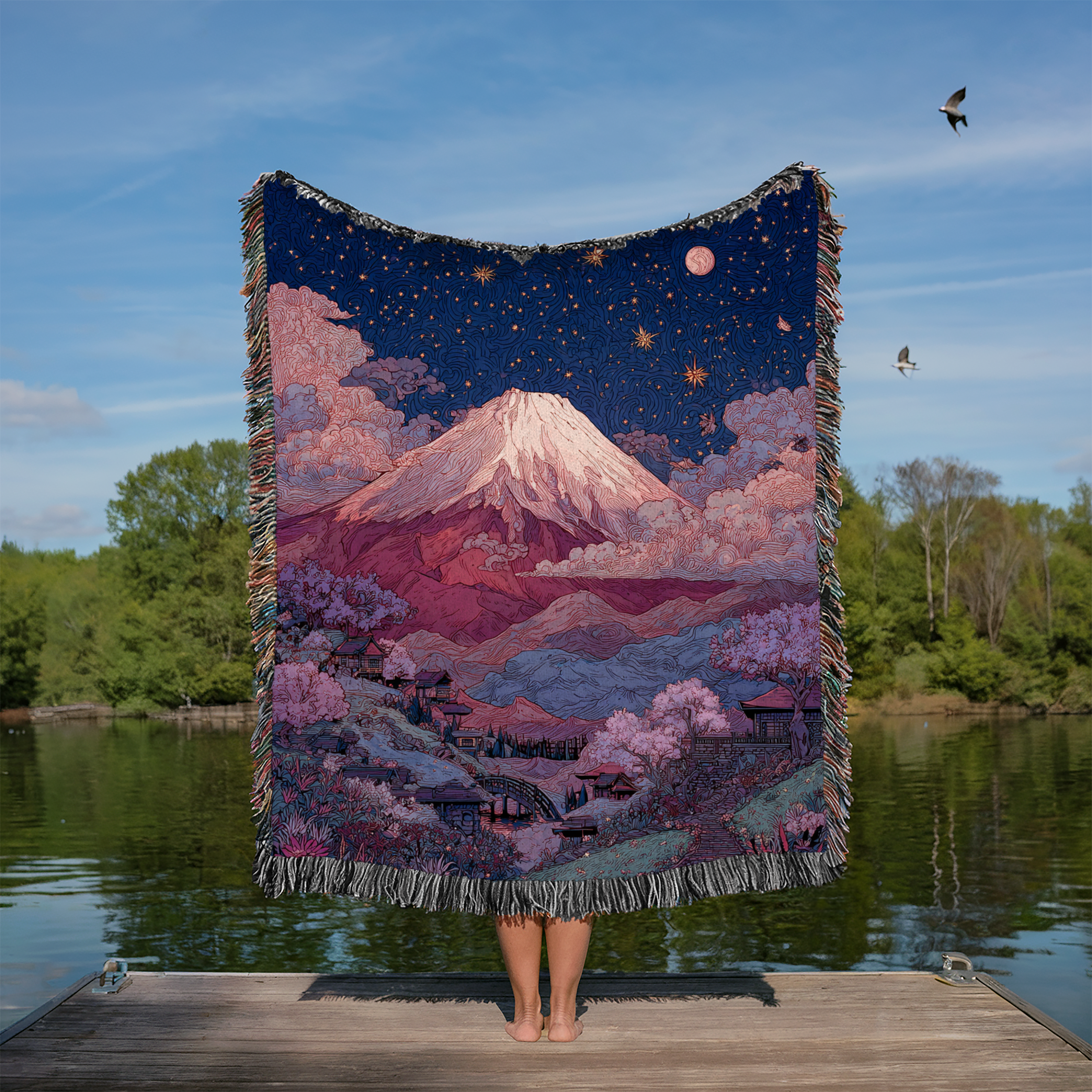 Mount Fuji Purple Night Sky