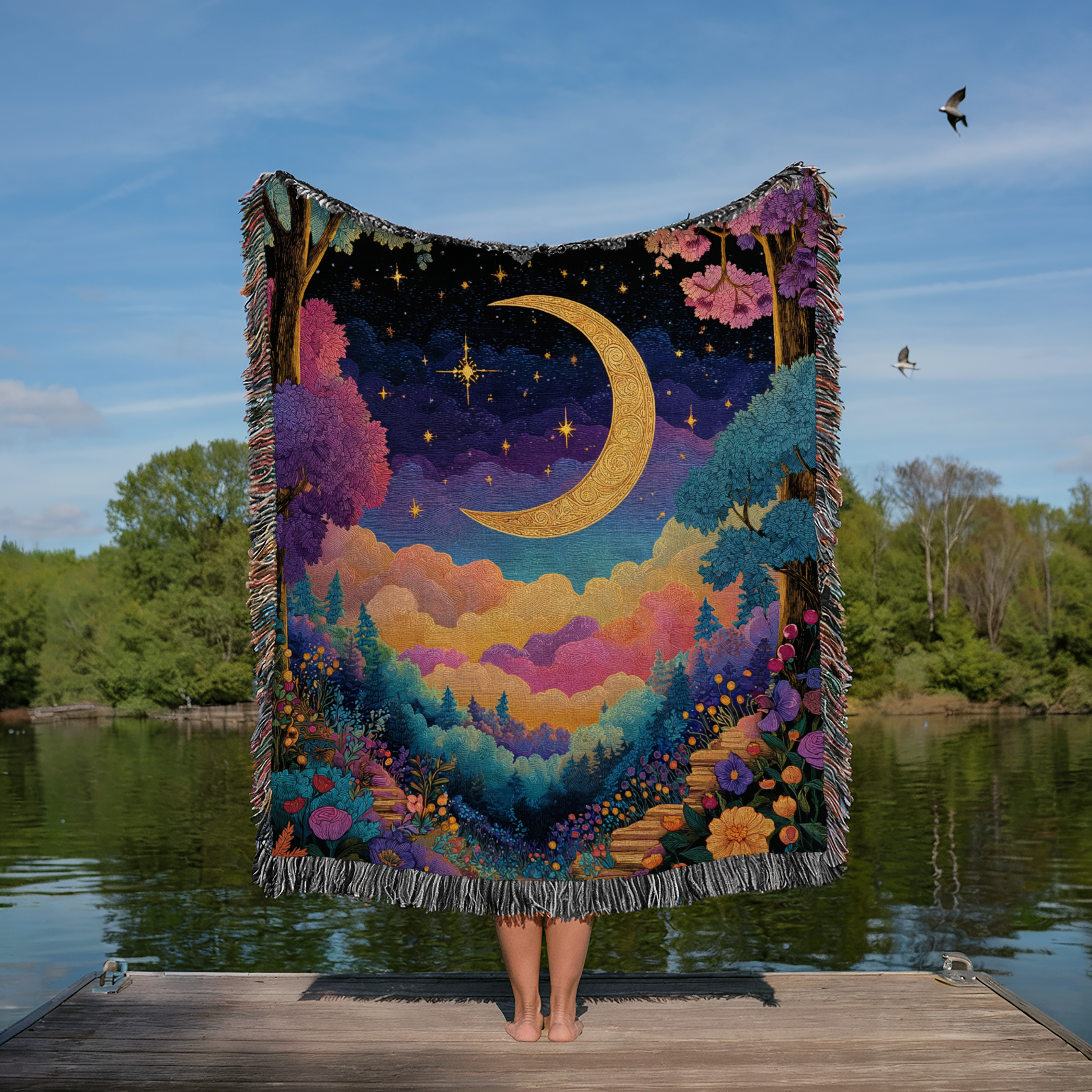 Multicolor Forest Celestial Crescent Moon