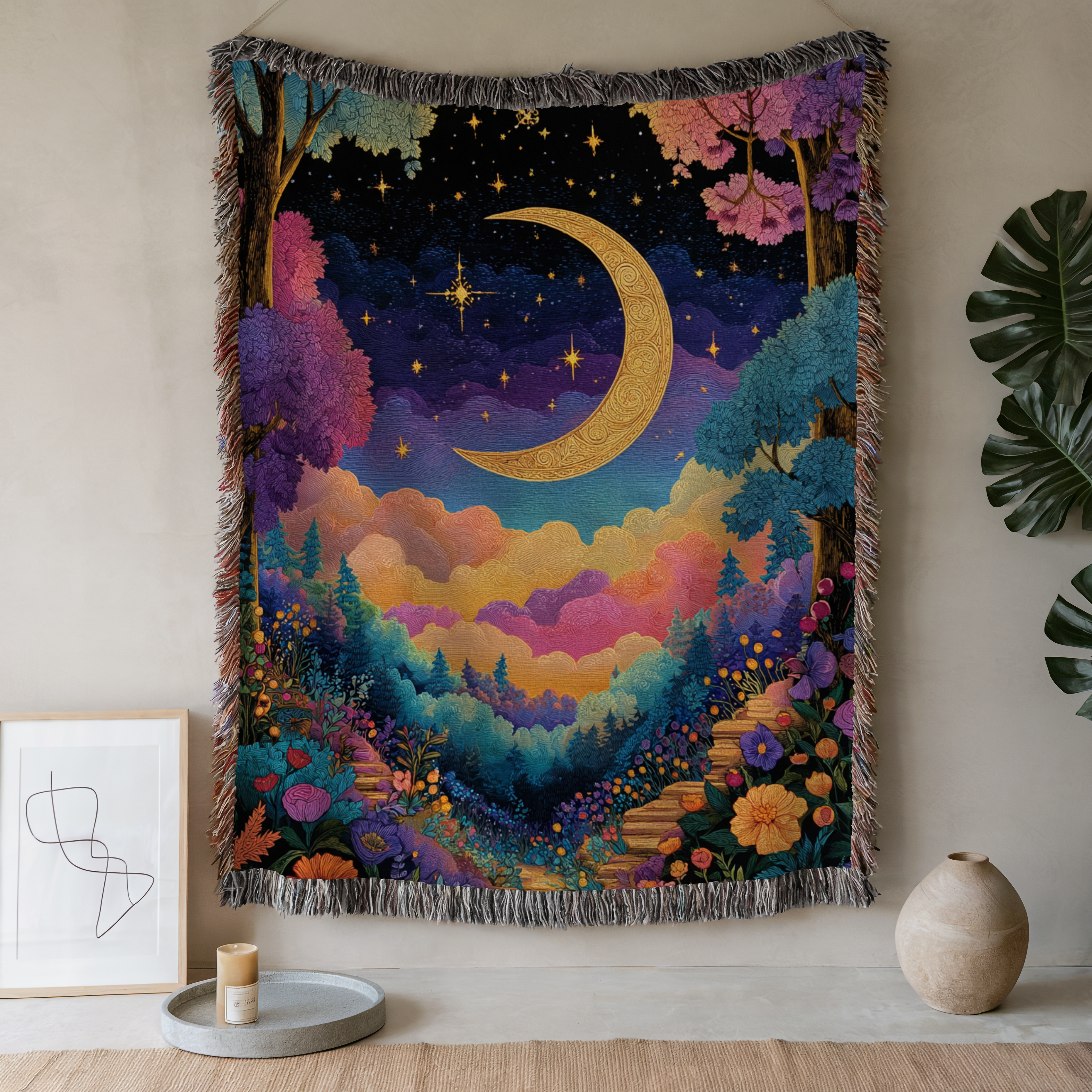 Multicolor Forest Celestial Crescent Moon