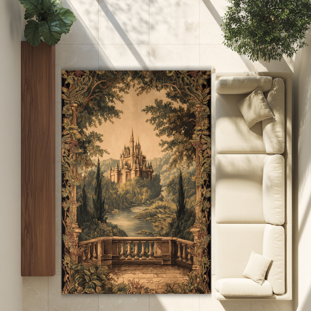 Vintage Castle Medieval Rug