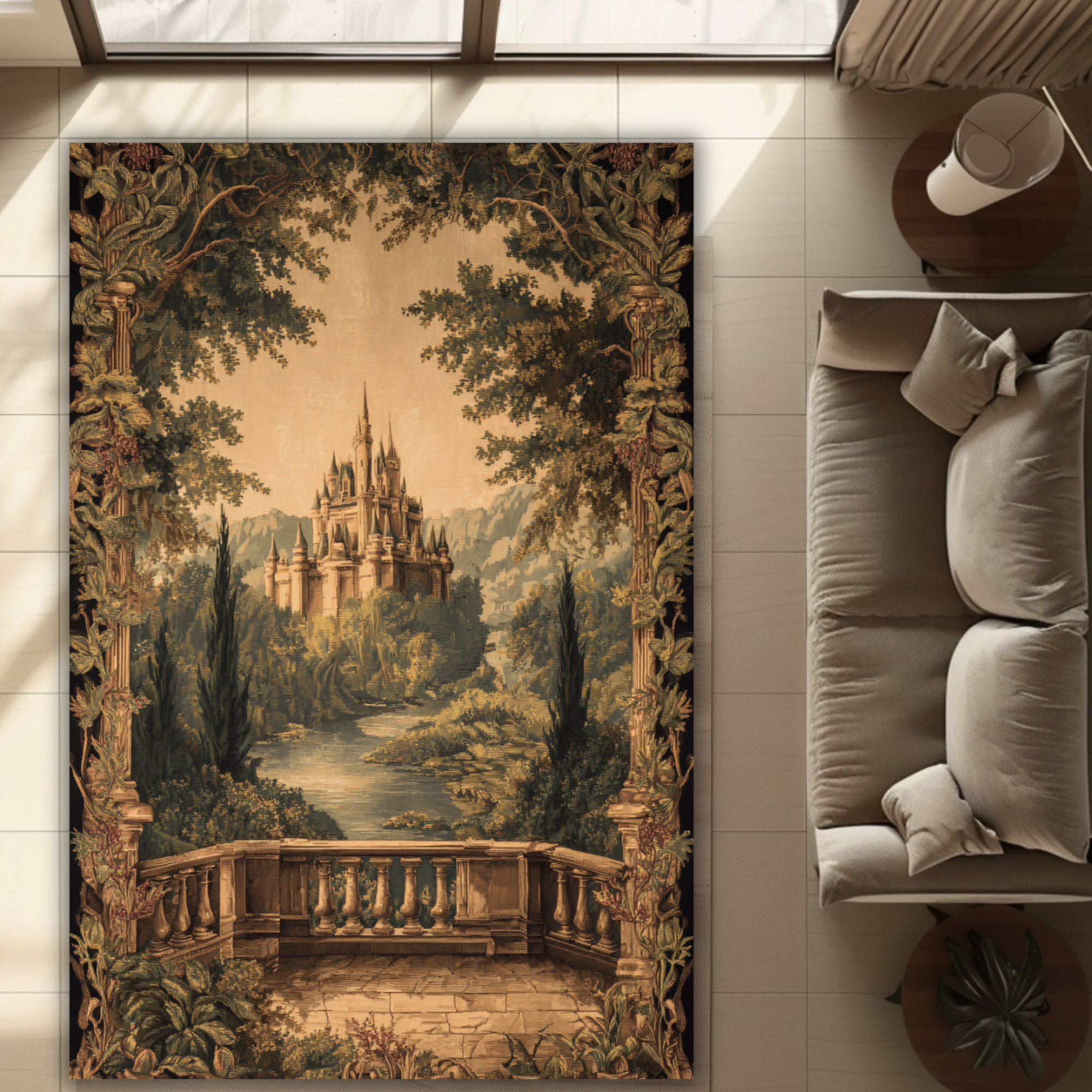 Vintage Castle Medieval Rug