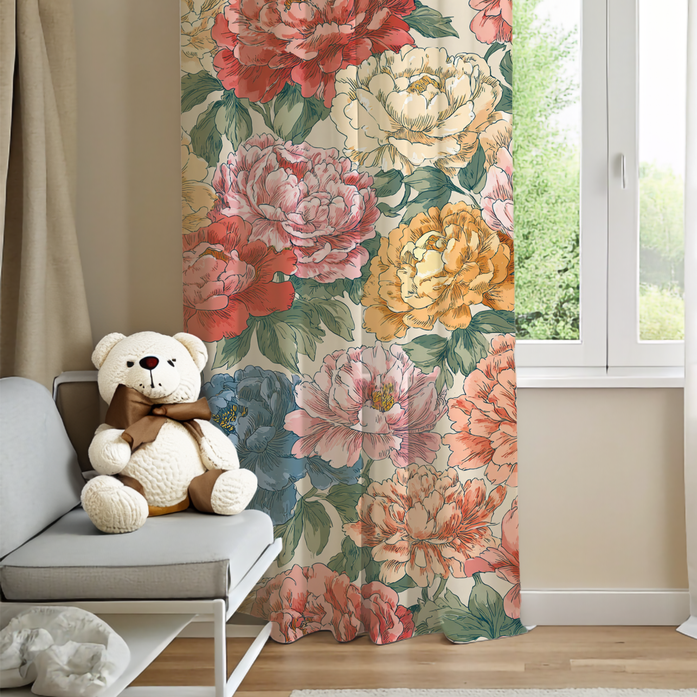 Floral Peony Singel Panel