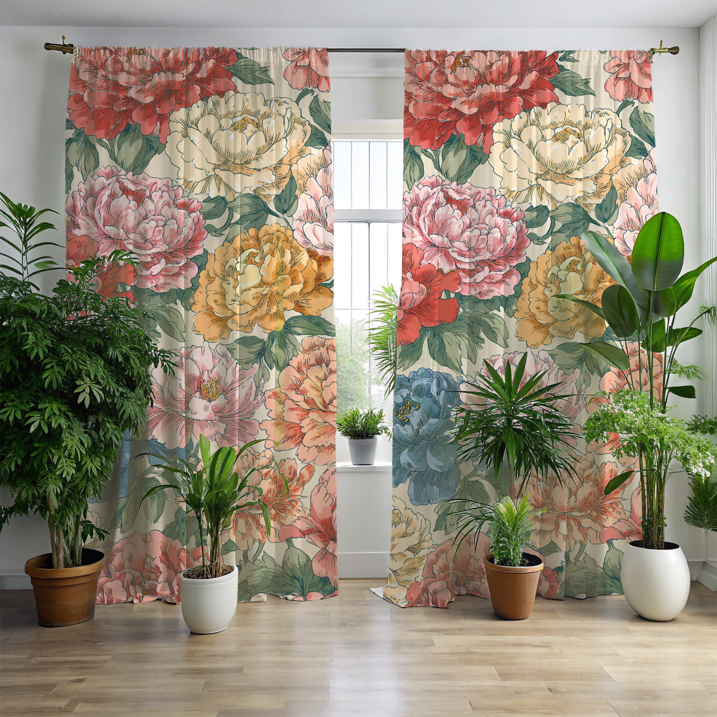 Floral Peony Singel Panel