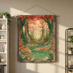 Abstract Forest Autumn Themed Woven Blanket | Tapestry Throw, Nature-Inspired