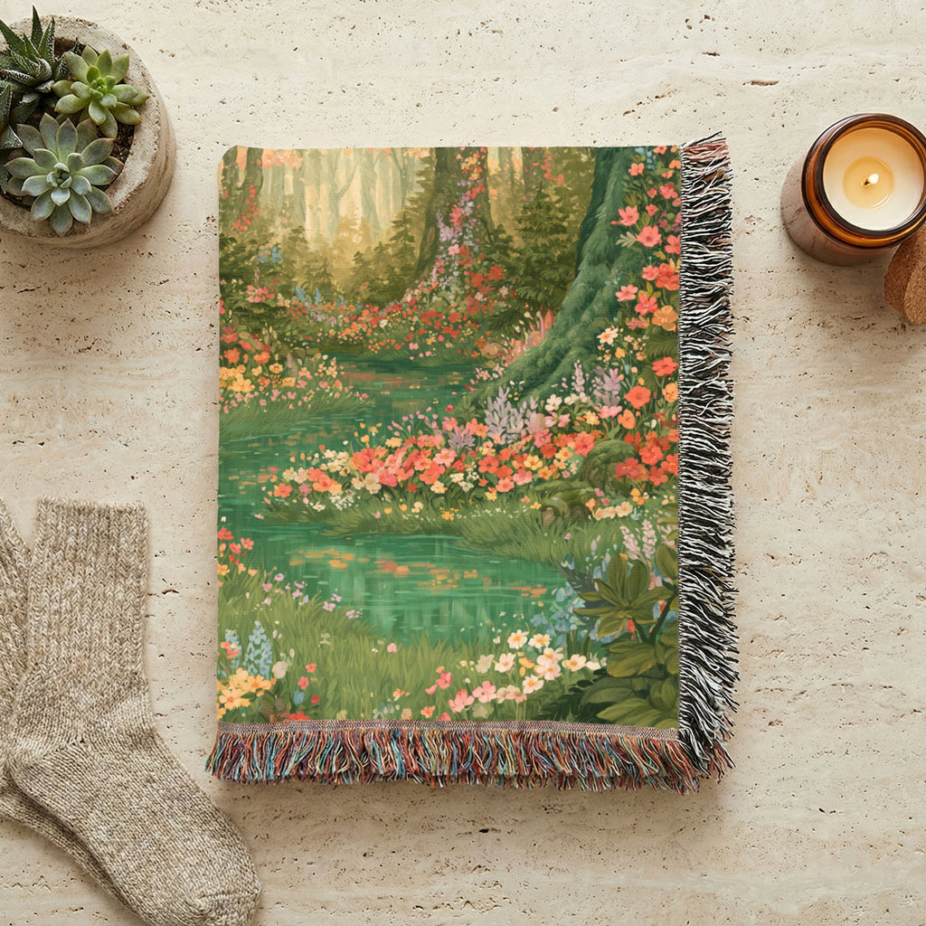 Abstract Forest Autumn Themed Woven Blanket | Tapestry Throw, Nature-Inspired