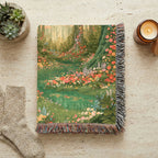 Abstract Forest Autumn Themed Woven Blanket | Tapestry Throw, Nature-Inspired
