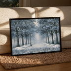 Snowy Tree Lane Matte Canvas Framed | Winter Landscape Wall Art