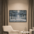 Snowy Tree Lane Matte Canvas Framed | Winter Landscape Wall Art