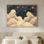 Blue Starry Night Clouds Painting