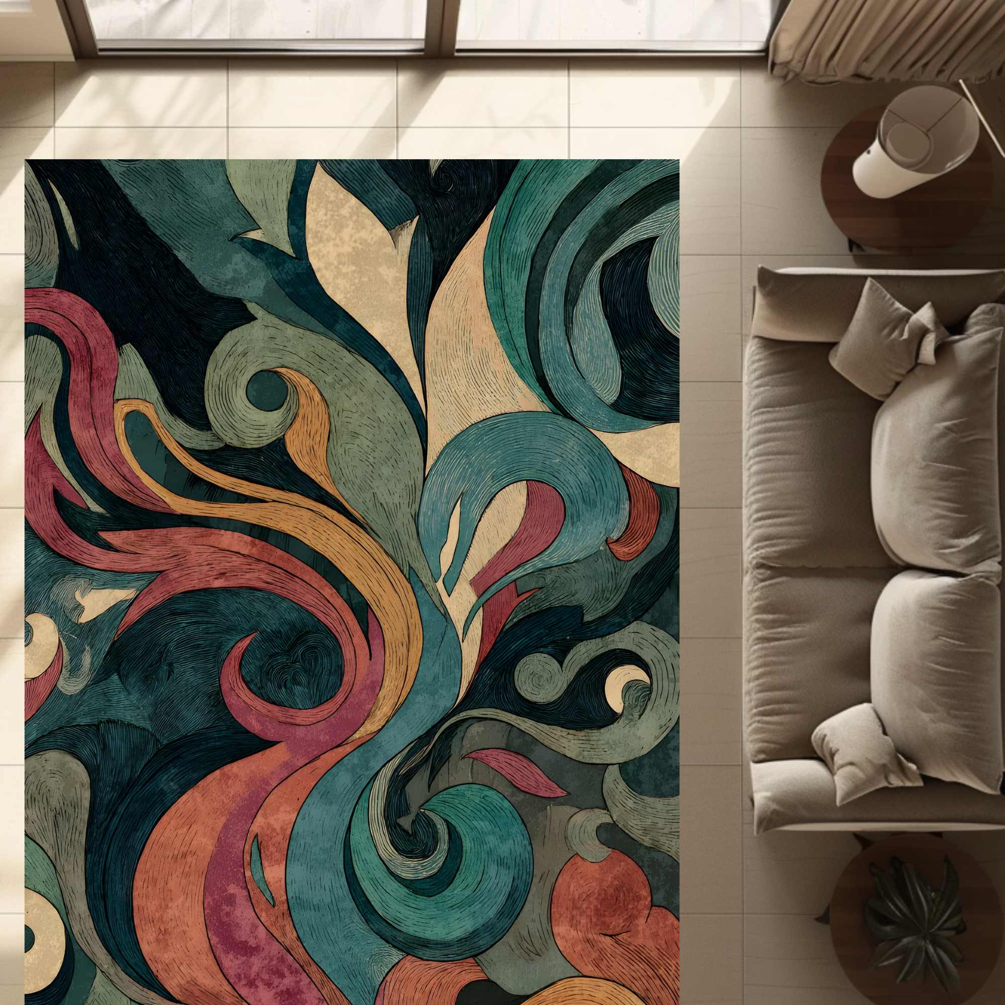 Abstract Multicolor Curved