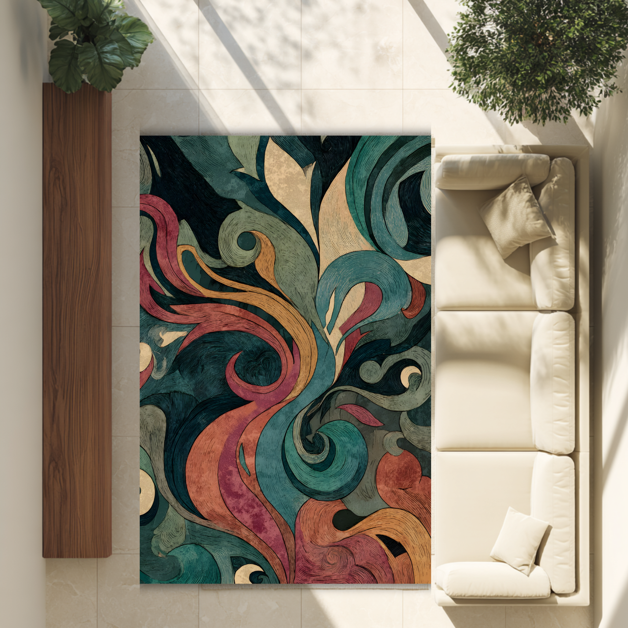 Abstract Multicolor Curved