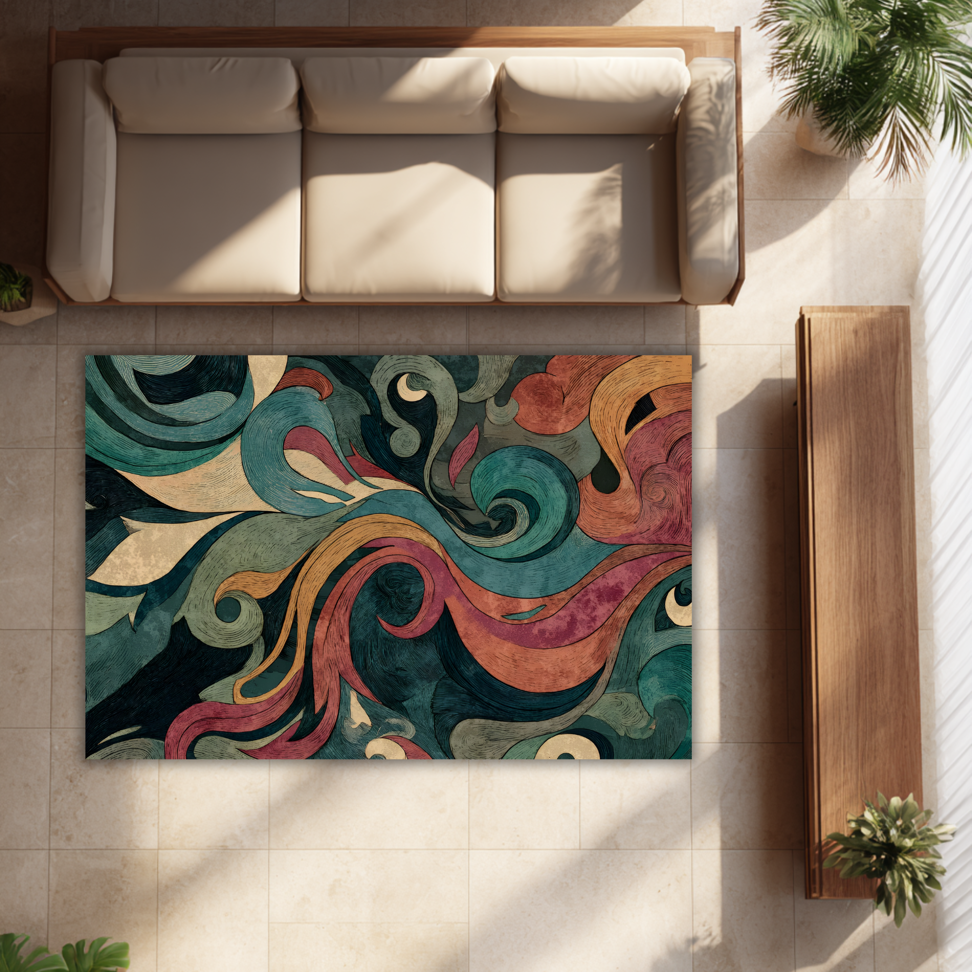 Abstract Multicolor Curved