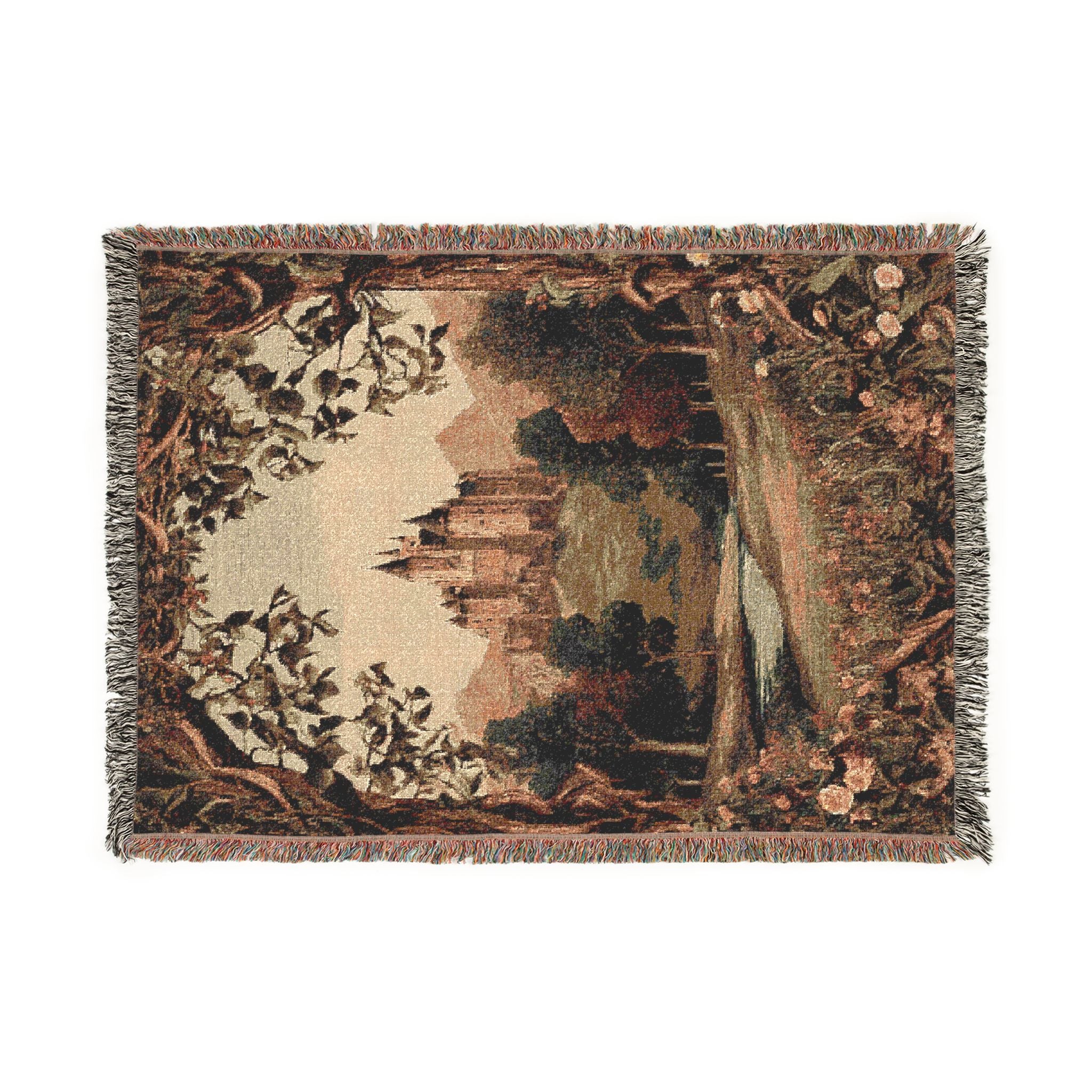 Vintage Castle Tapestry Woven Blanket