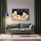 Blue Starry Night Clouds Painting