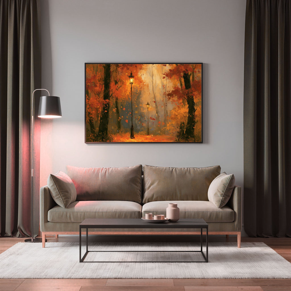 Autumn Streetlamp Painting