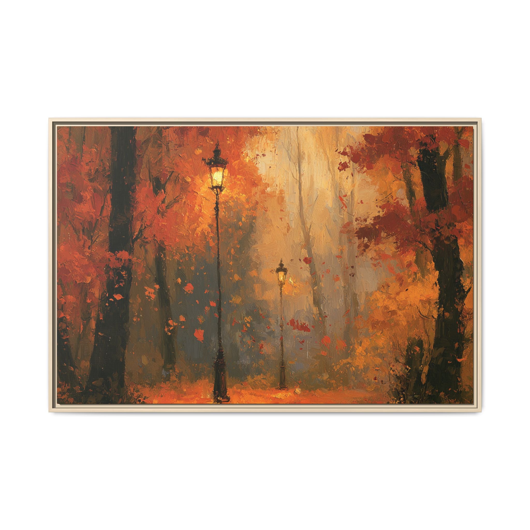 Autumn Streetlamp Painting