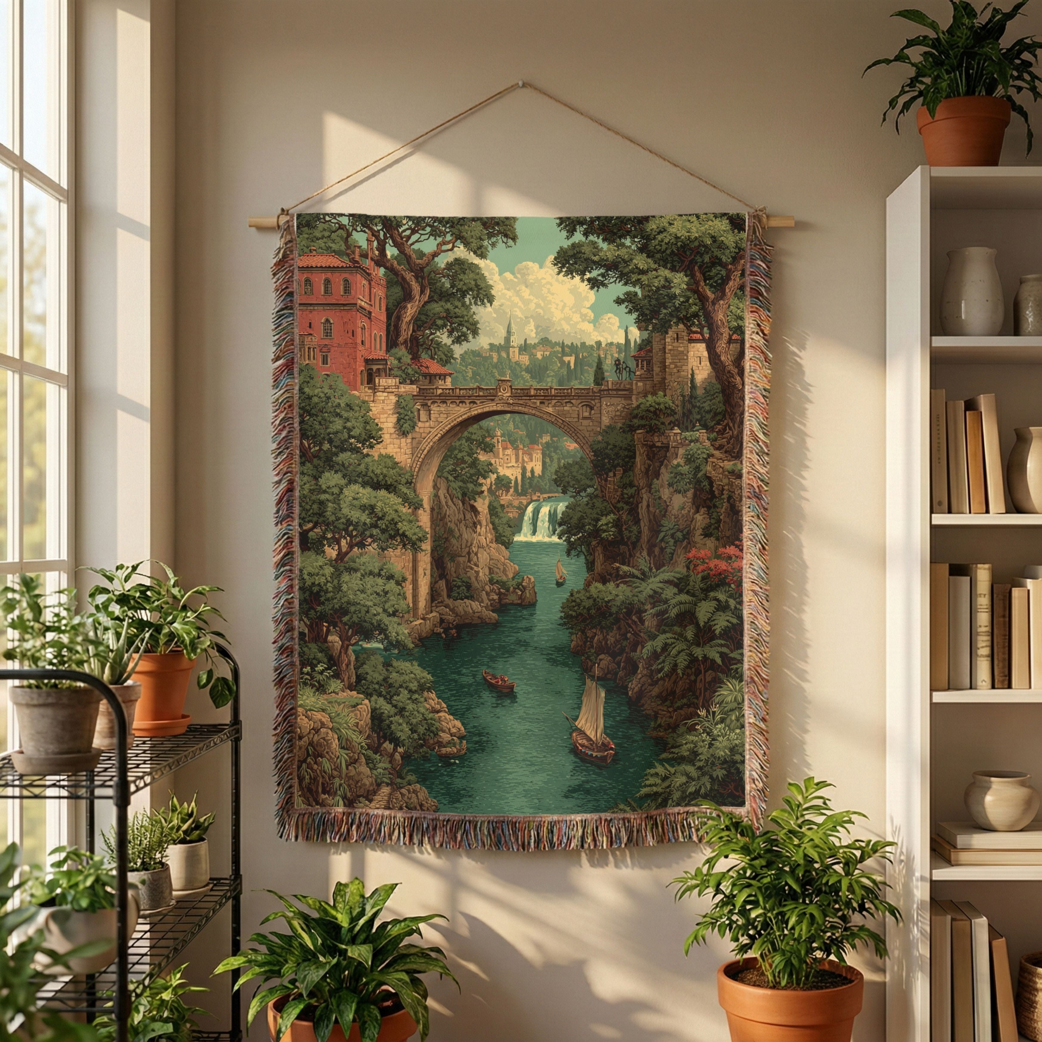 Vintage Landscape Woven Blanket