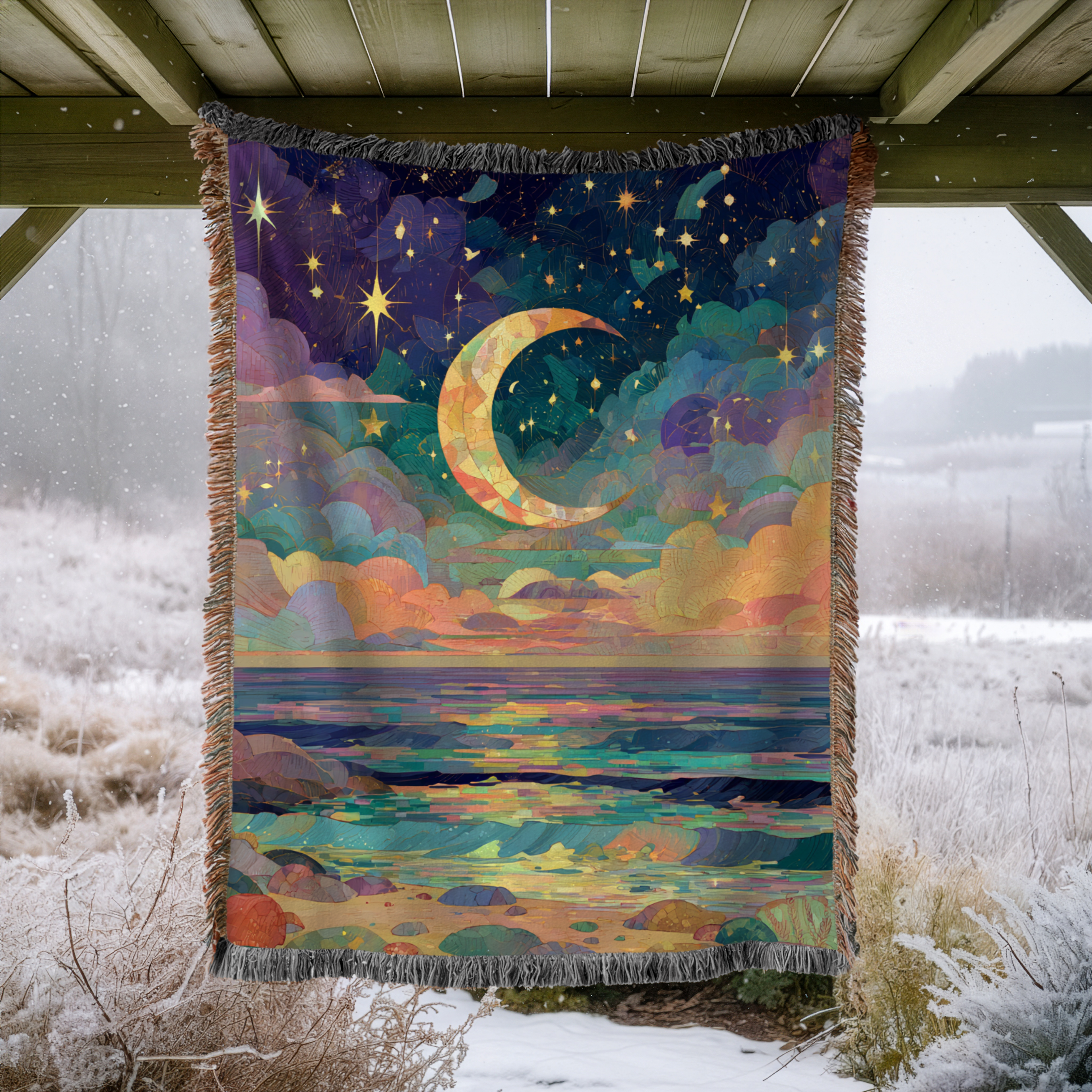 Abstract Celestial Moon and Stars