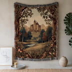 Vintage Castle Tapestry Woven Blanket