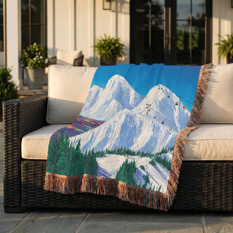 Mountain Landscape Woven Blanket