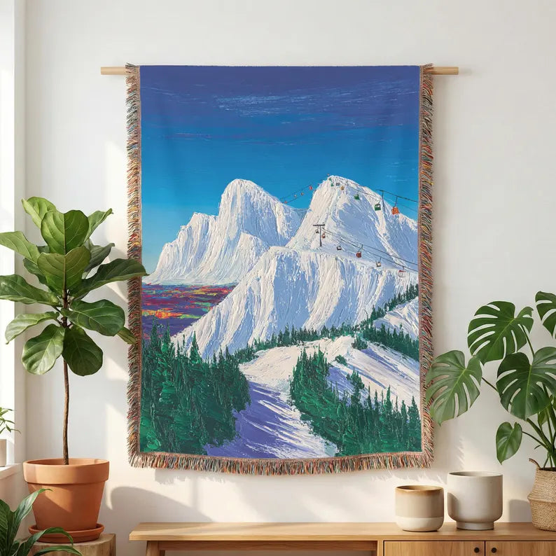 Mountain Landscape Woven Blanket