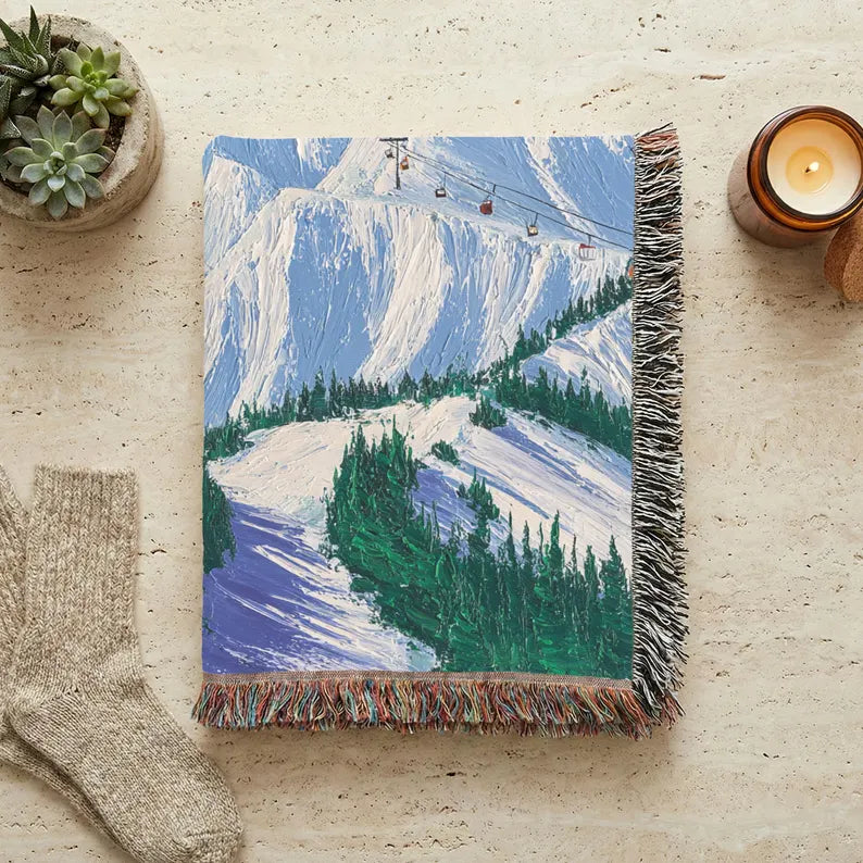 Mountain Landscape Woven Blanket